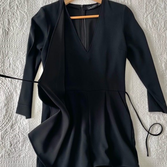 NWOT Zara Woman Black Wrap Front Romper Mini Dress - S - Picture 5 of 7